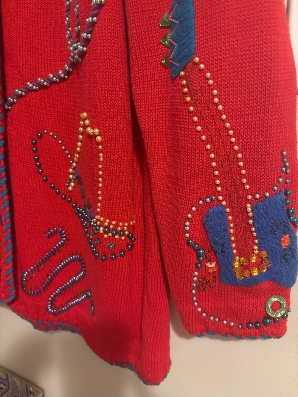 Vintage Western Beaded Cardigan Sweater X-Large Festival Stampede Cowgirl Music - Picture 10 of 12